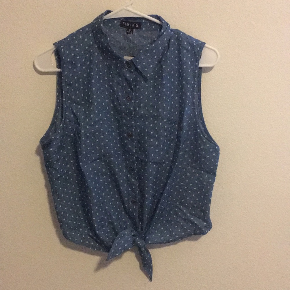 Polka Dot Tie Tank Top